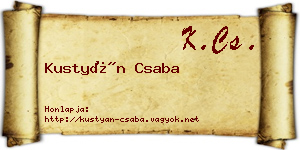 Kustyán Csaba névjegykártya